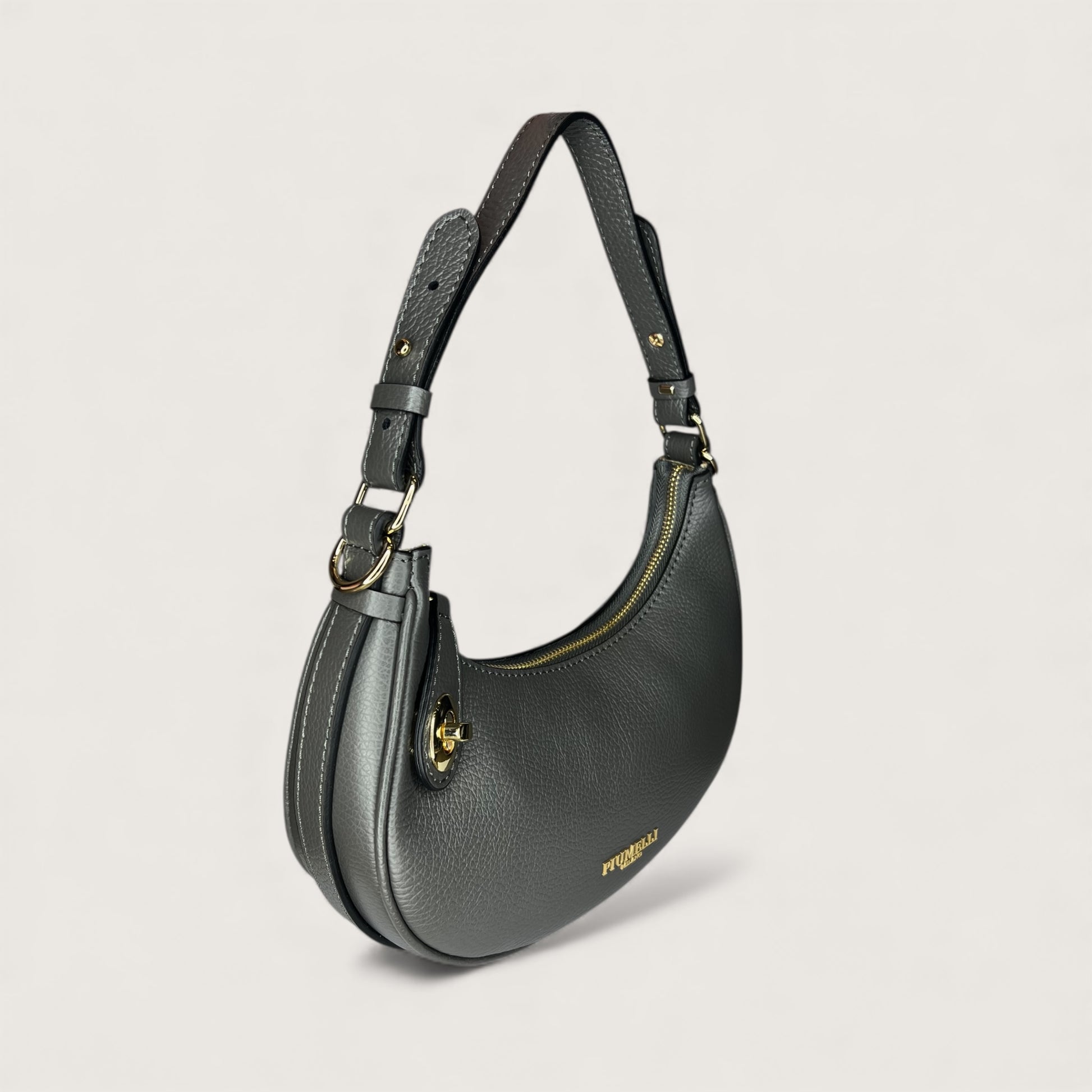 Графітова італійська шкіряна жіноча сумка Piumelli Kimberly D27 Dark Grey