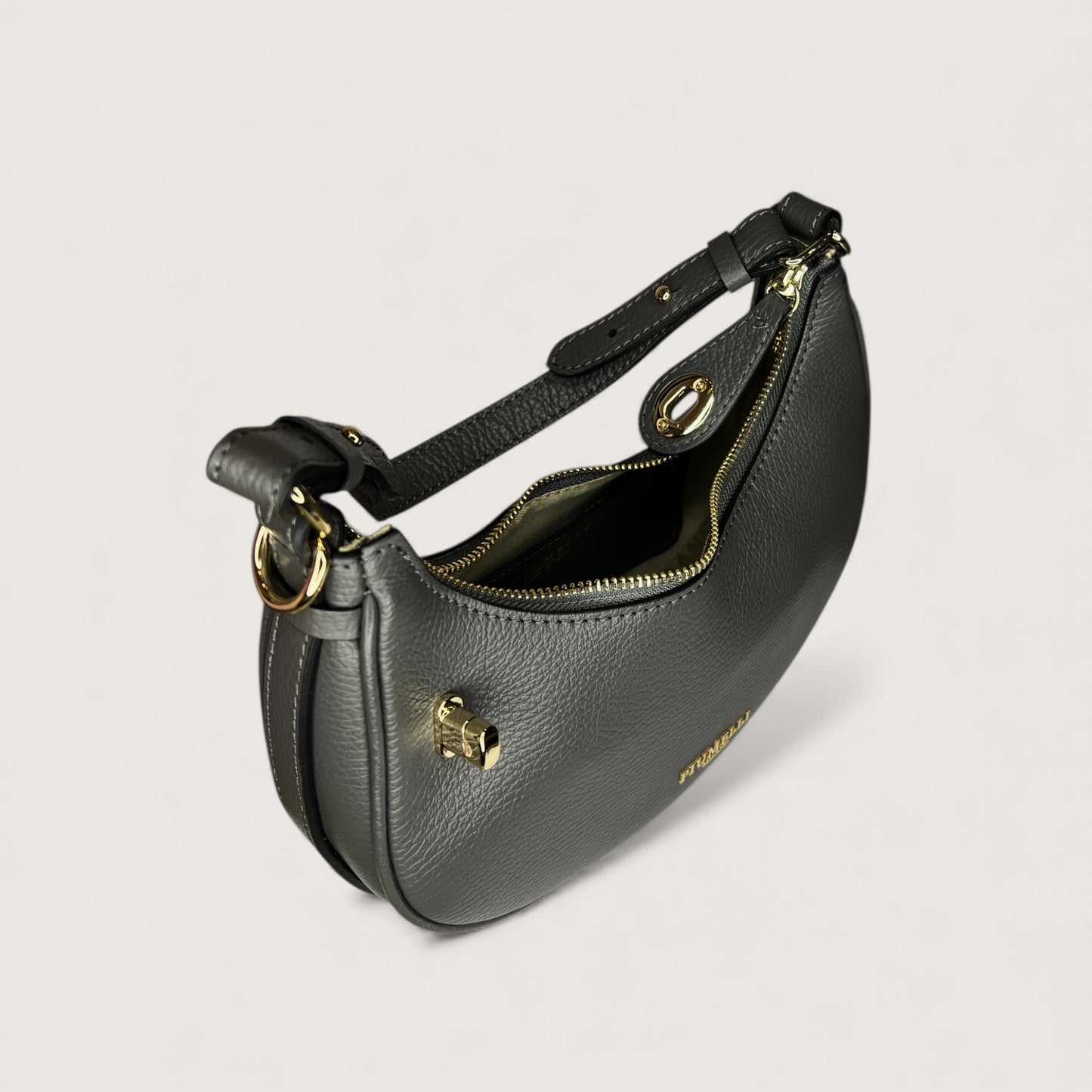 Графітова італійська шкіряна жіноча сумка Piumelli Kimberly D27 Dark Grey