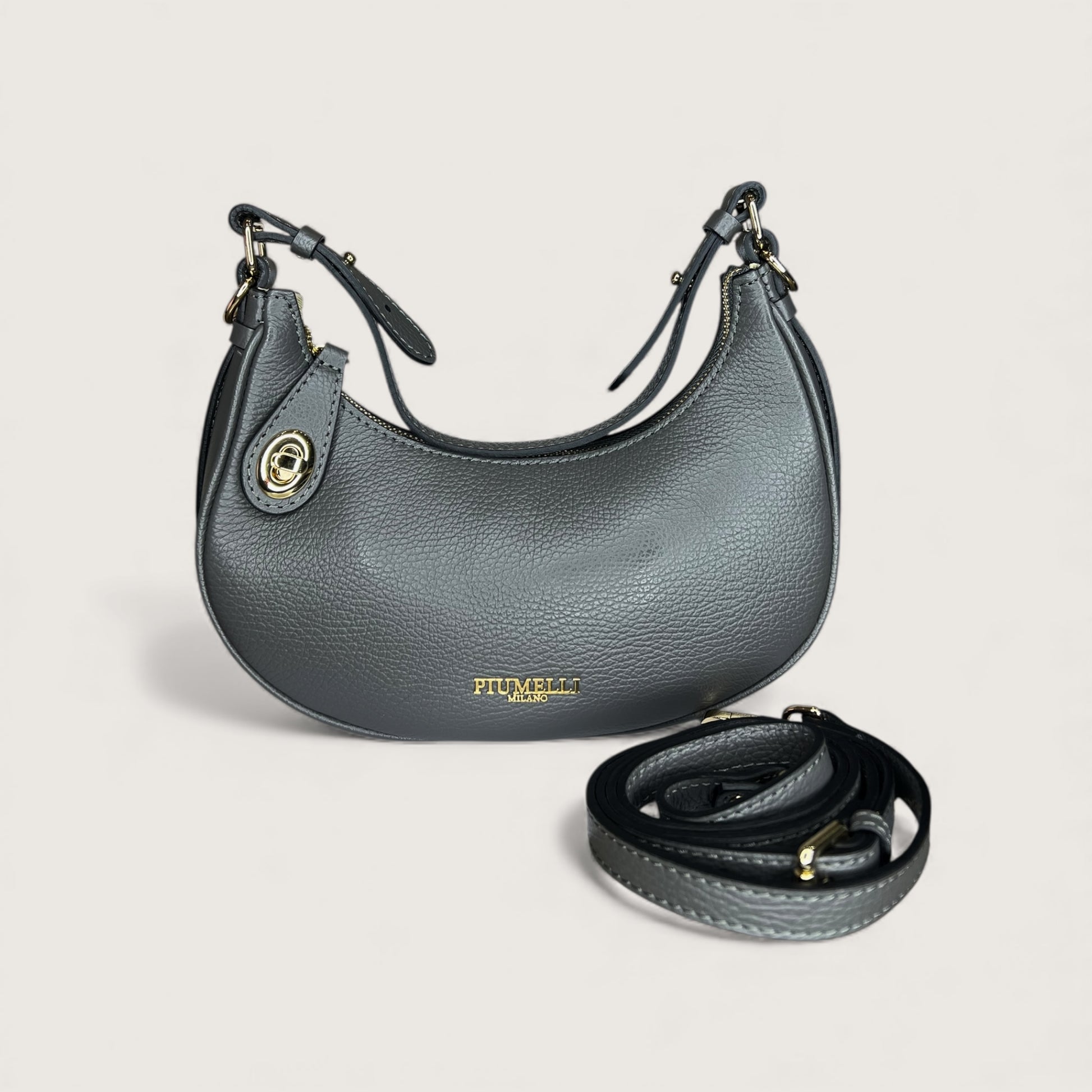 Графітова італійська шкіряна жіноча сумка Piumelli Kimberly D27 Dark Grey