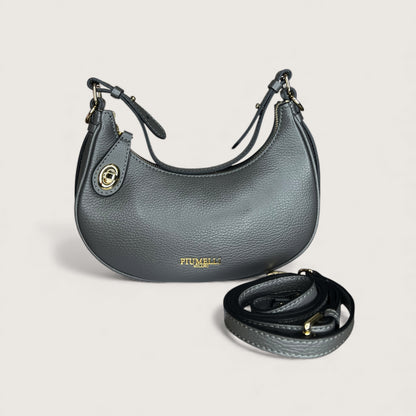 Графітова італійська шкіряна жіноча сумка Piumelli Kimberly D27 Dark Grey