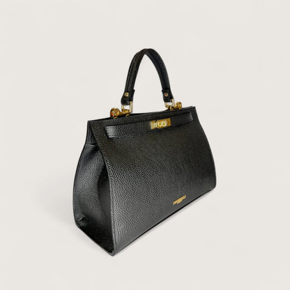 Чорна італійська шкіряна жіноча сумка Piumelli Laine M D28 Black