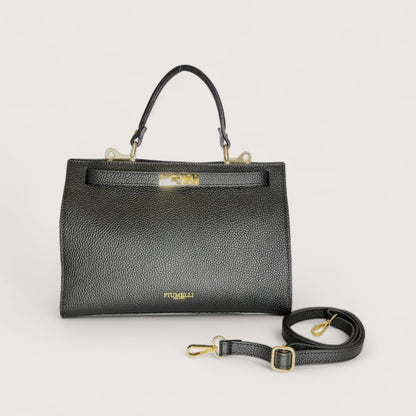 Чорна італійська шкіряна жіноча сумка Piumelli Laine M D28 Black
