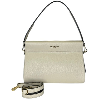 Біла італійська шкіряна жіноча сумка Piumelli Lana M D37 Off White