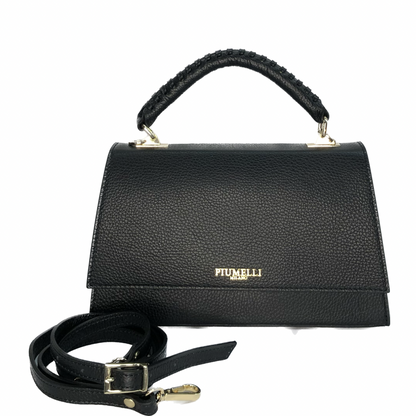 Чорна італійська шкіряна жіноча сумка Piumelli Lavinia bag , D28 Black