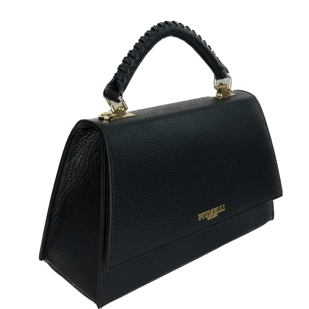 Чорна італійська шкіряна жіноча сумка Piumelli Lavinia bag , D28 Black