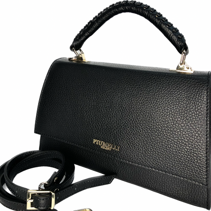Чорна італійська шкіряна жіноча сумка Piumelli Lavinia bag , D28 Black