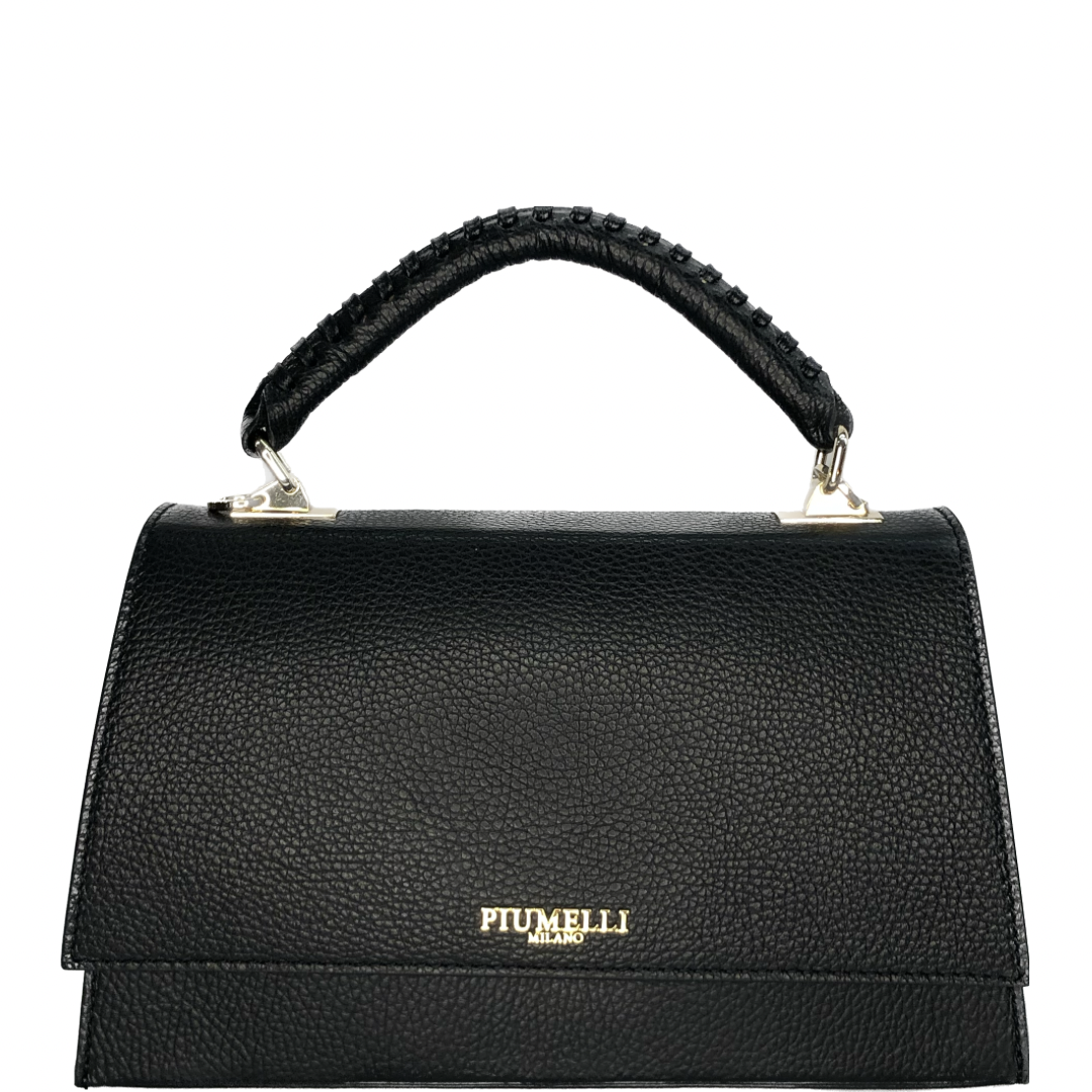 Чорна італійська шкіряна жіноча сумка Piumelli Lavinia bag , D28 Black