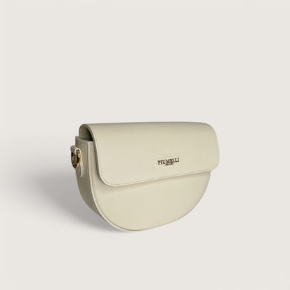 Молочна італійська шкіряна жіноча сумка Piumelli Lina M Bag, D201 Burro