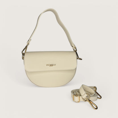 Молочна італійська шкіряна жіноча сумка Piumelli Lina M Bag, D201 Burro
