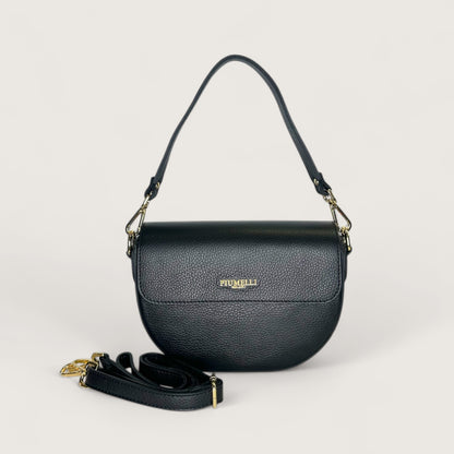 Чорна італійська шкіряна жіноча сумка Piumelli Lina M Bag, D28 Black