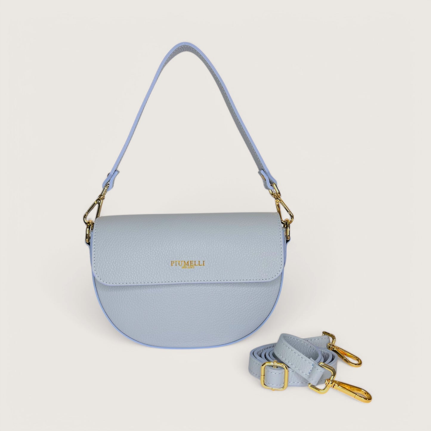 Блакитна італійська шкіряна жіноча сумка Piumelli Lina M D292 Cool Blue