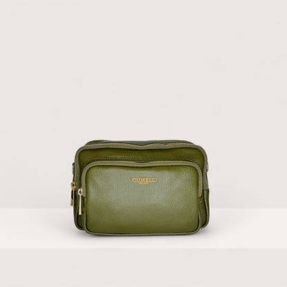 Італійська шкіряна жіноча сумка Piumelli Maira D74 Olive кольору хакі