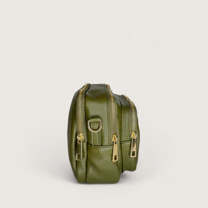 Італійська шкіряна жіноча сумка Piumelli Maira D74 Olive кольору хакі