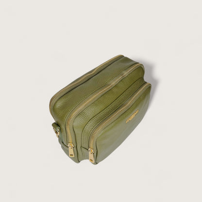 Італійська шкіряна жіноча сумка Piumelli Maira D74 Olive кольору хакі