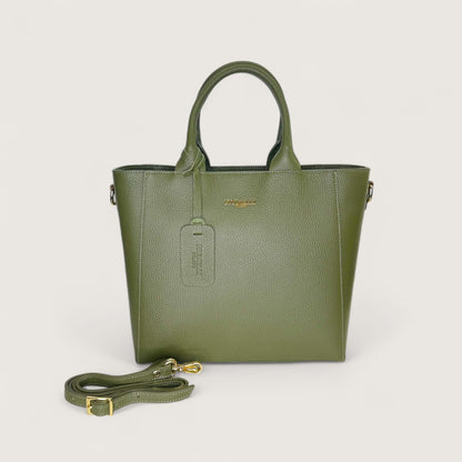 Італійська шкіряна жіноча сумка Piumelli Margot M D74 Olive кольору хакі