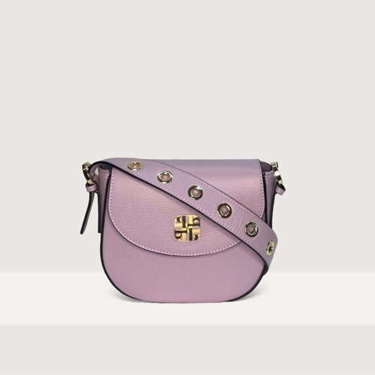 Лілова італійська шкіряна жіноча сумка Piumelli Mini Teresa Logo D55 Lilac