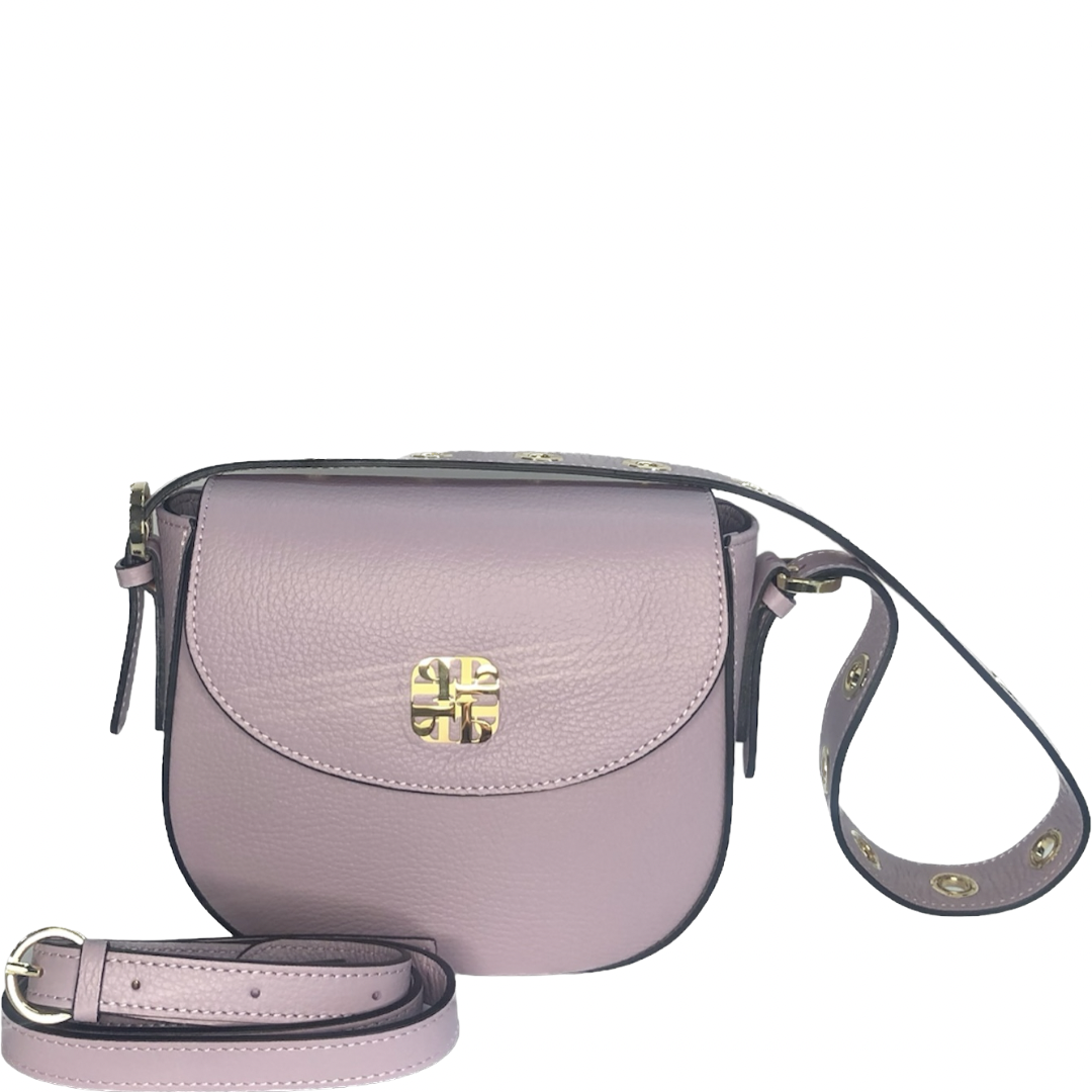 Лілова італійська шкіряна жіноча сумка Piumelli Mini Teresa Logo D55 Lilac