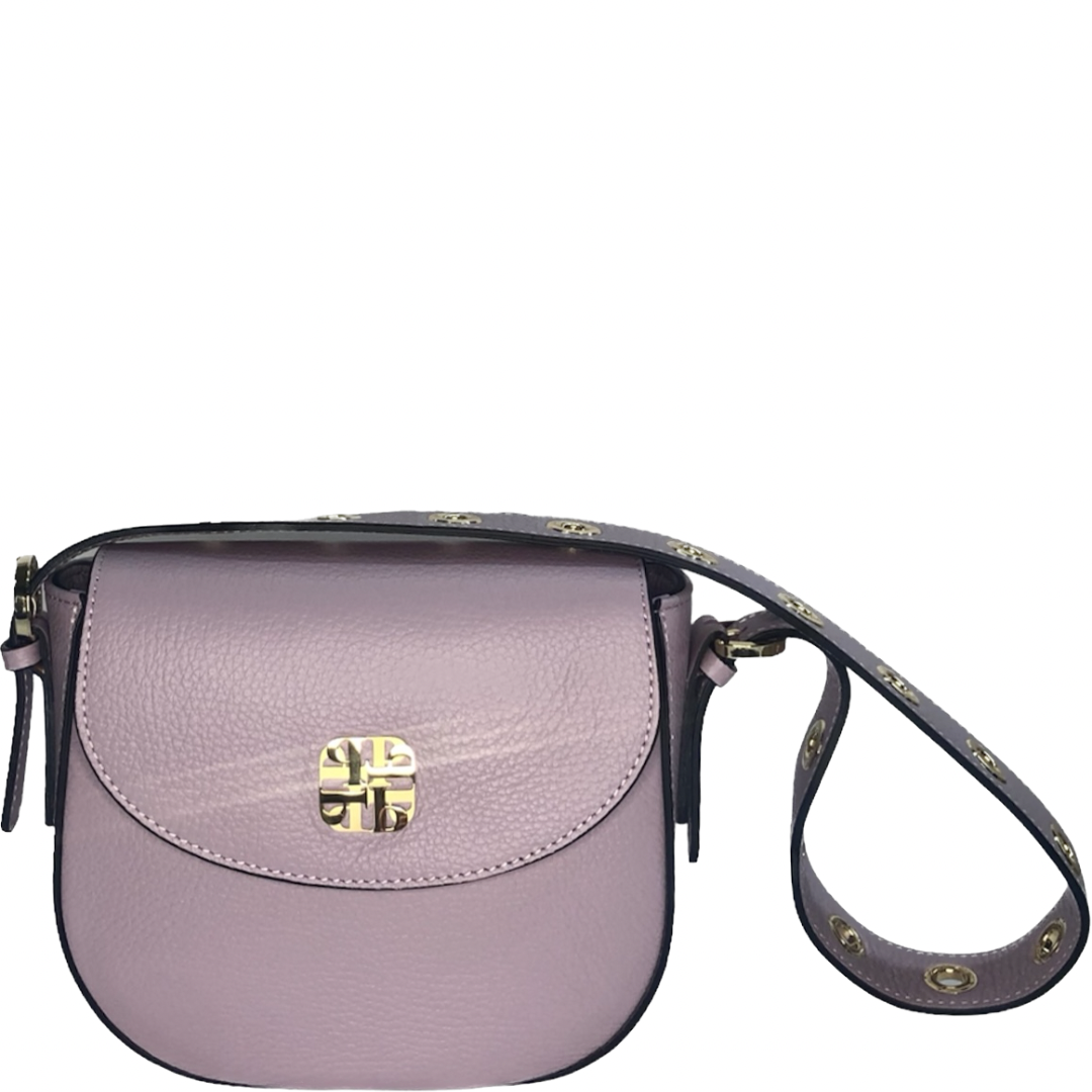 Лілова італійська шкіряна жіноча сумка Piumelli Mini Teresa Logo D55 Lilac
