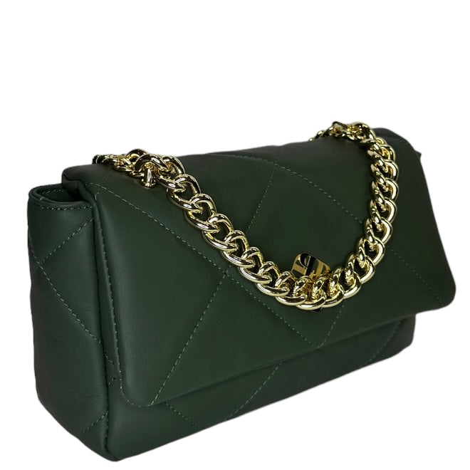 Зелена італійська шкіряна жіноча сумка Piumelli Mira S Bag , S14 Dark Green
