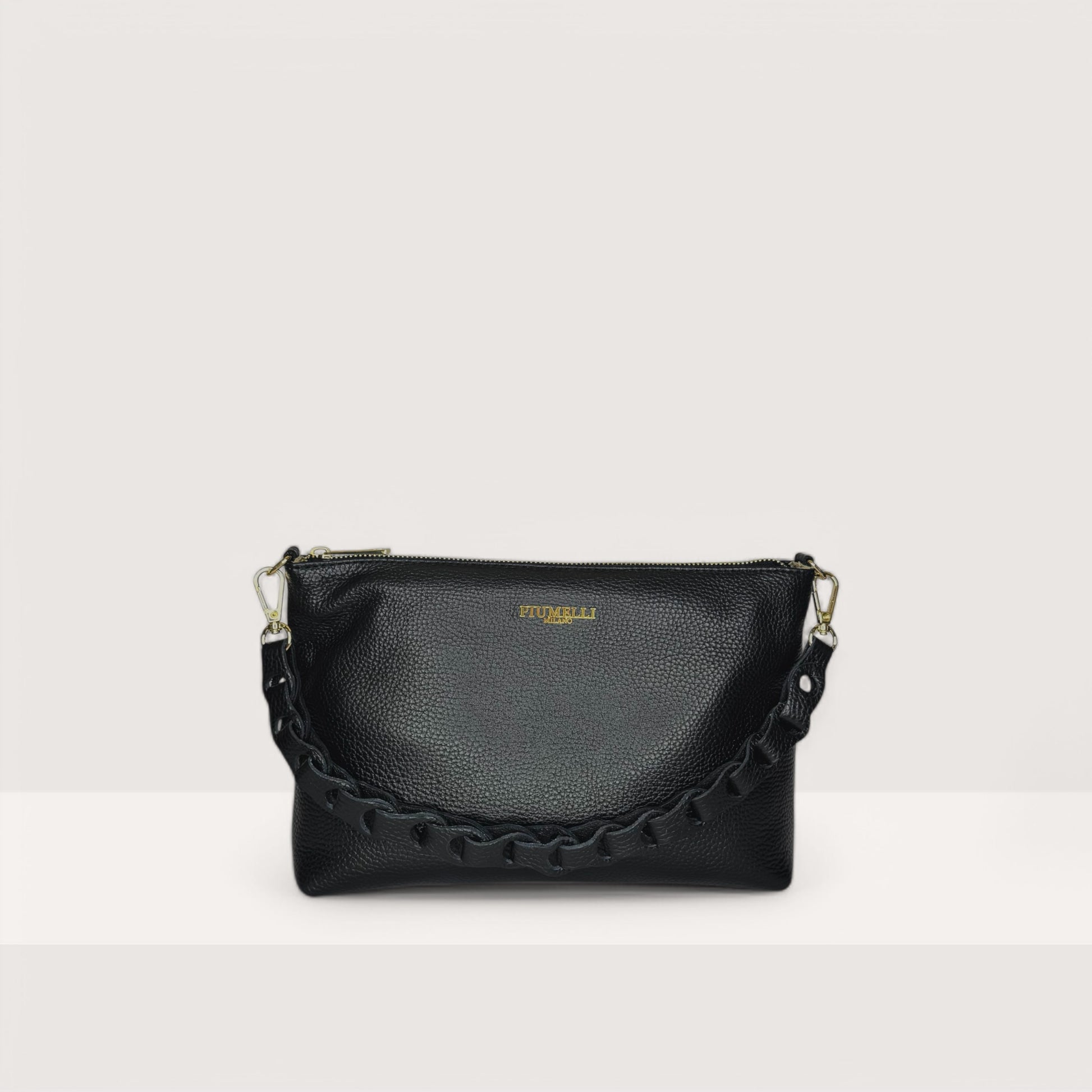 Чорна італійська шкіряна жіноча сумка Piumelli Perla Bag, D28 Black