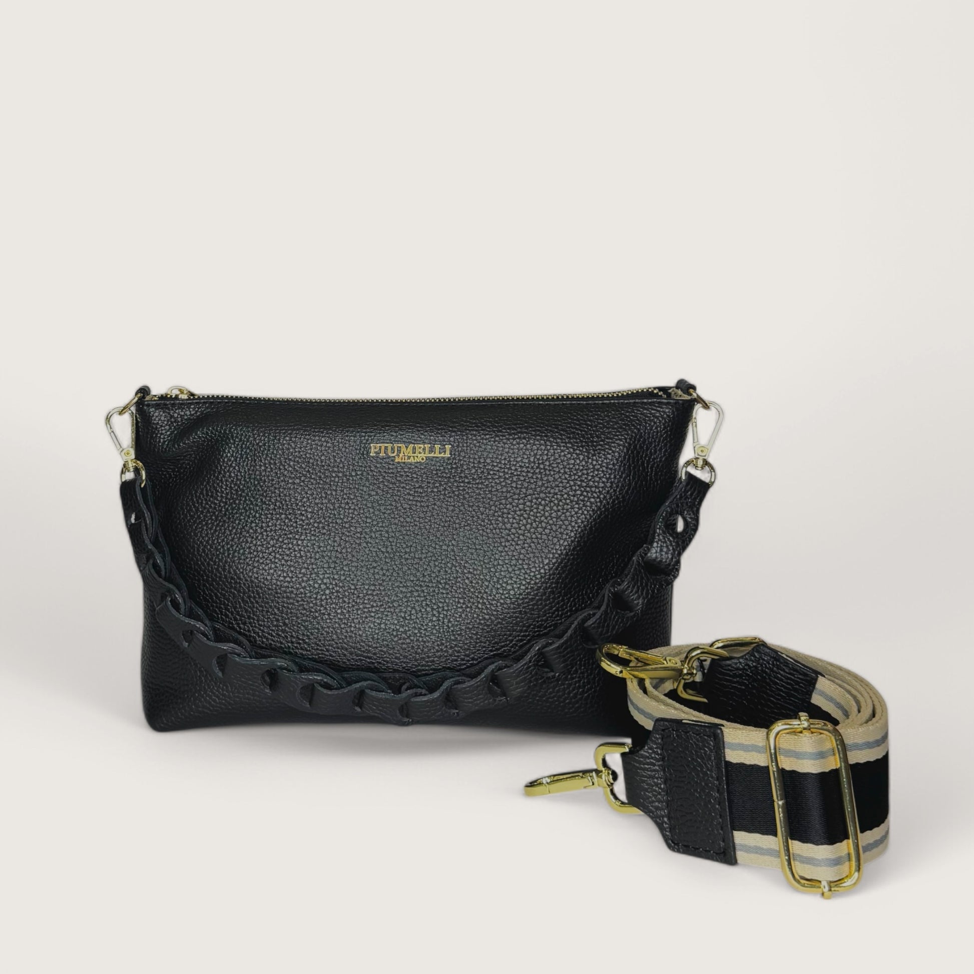 Чорна італійська шкіряна жіноча сумка Piumelli Perla Bag, D28 Black
