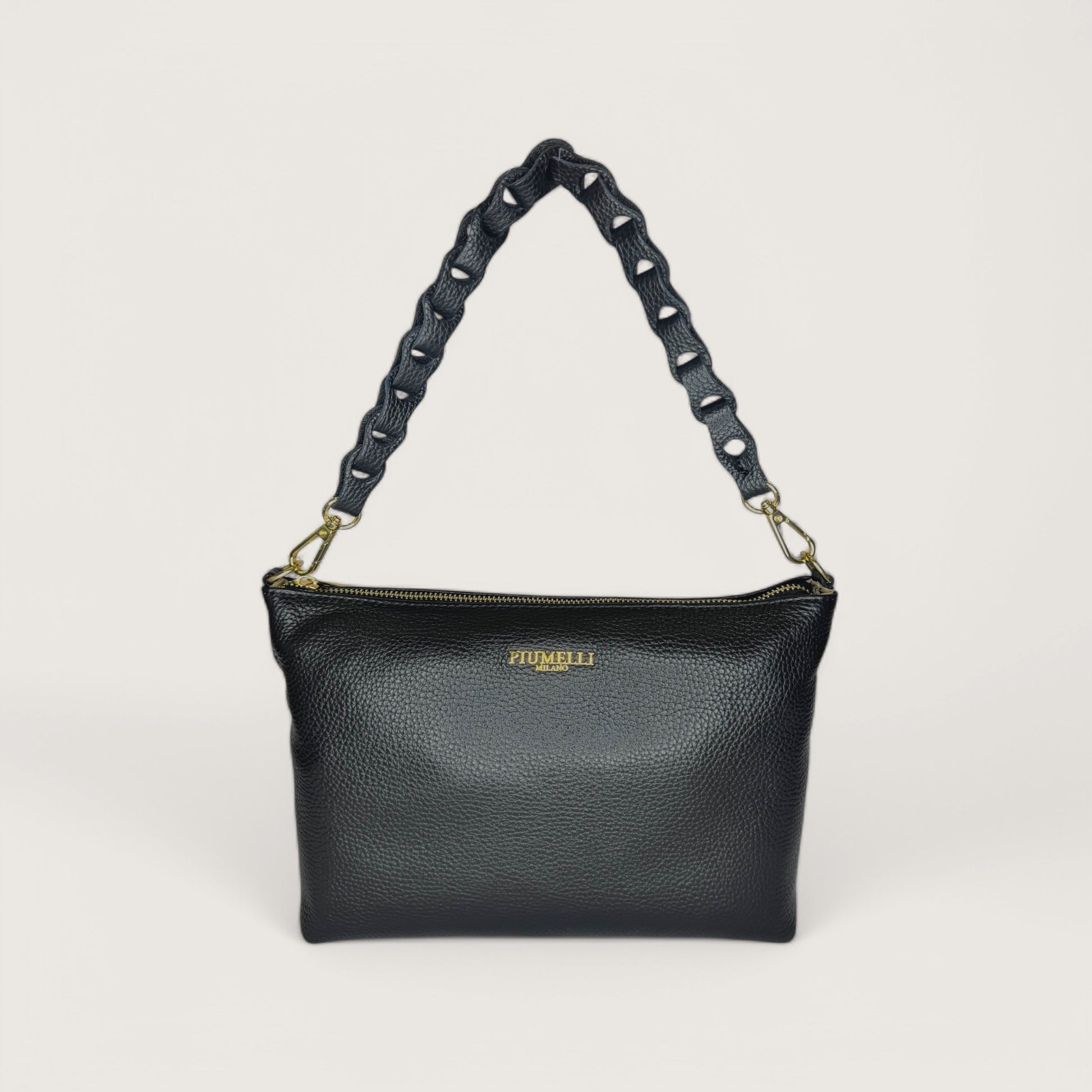 Чорна італійська шкіряна жіноча сумка Piumelli Perla Bag, D28 Black