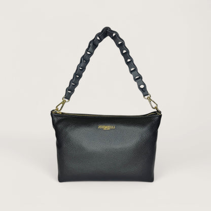 Чорна італійська шкіряна жіноча сумка Piumelli Perla Bag, D28 Black