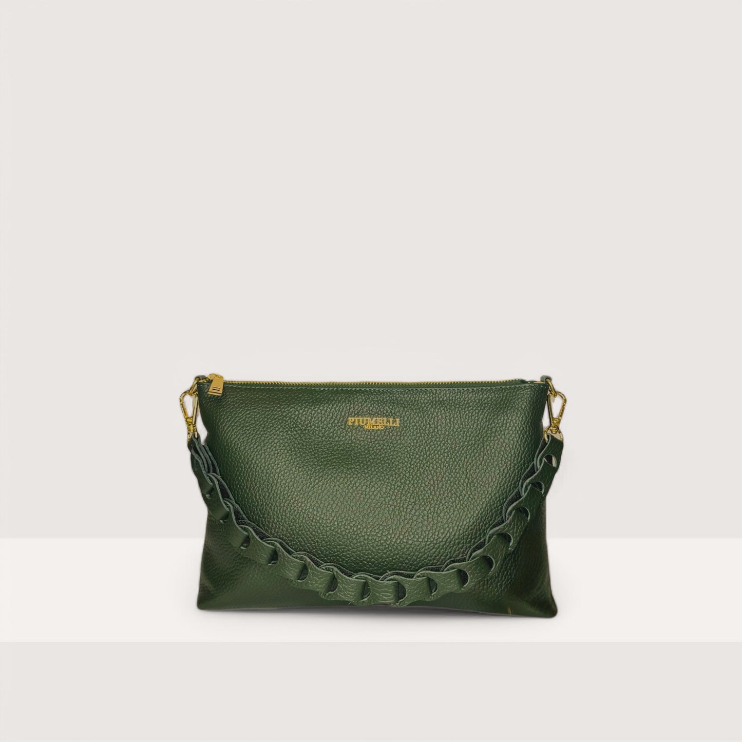 Зелена італійська шкіряна жіноча сумка Piumelli Perla D14 Forest Green