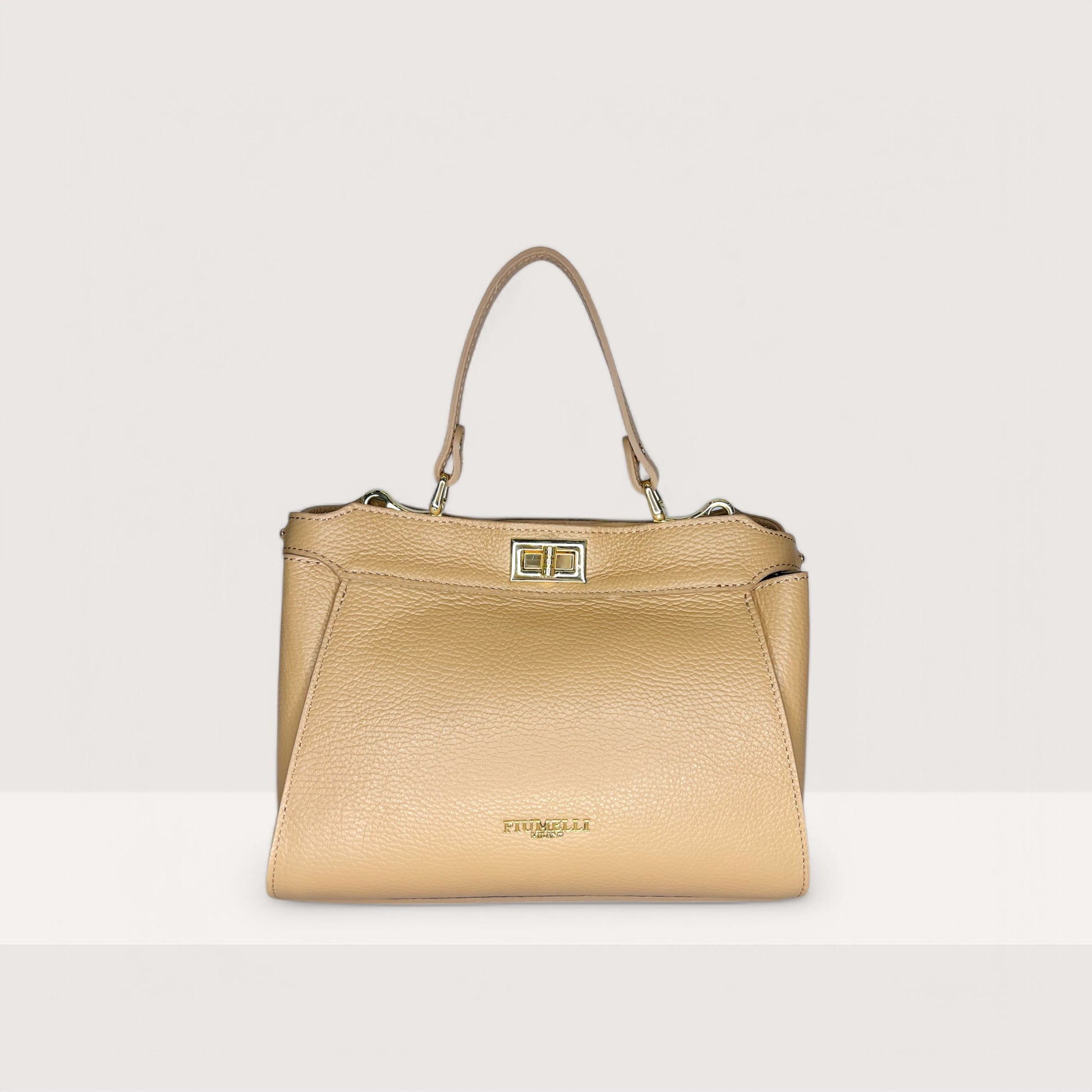 Бежева італійська шкіряна жіноча сумка Piumelli Sharon М M D81 Warm Beige