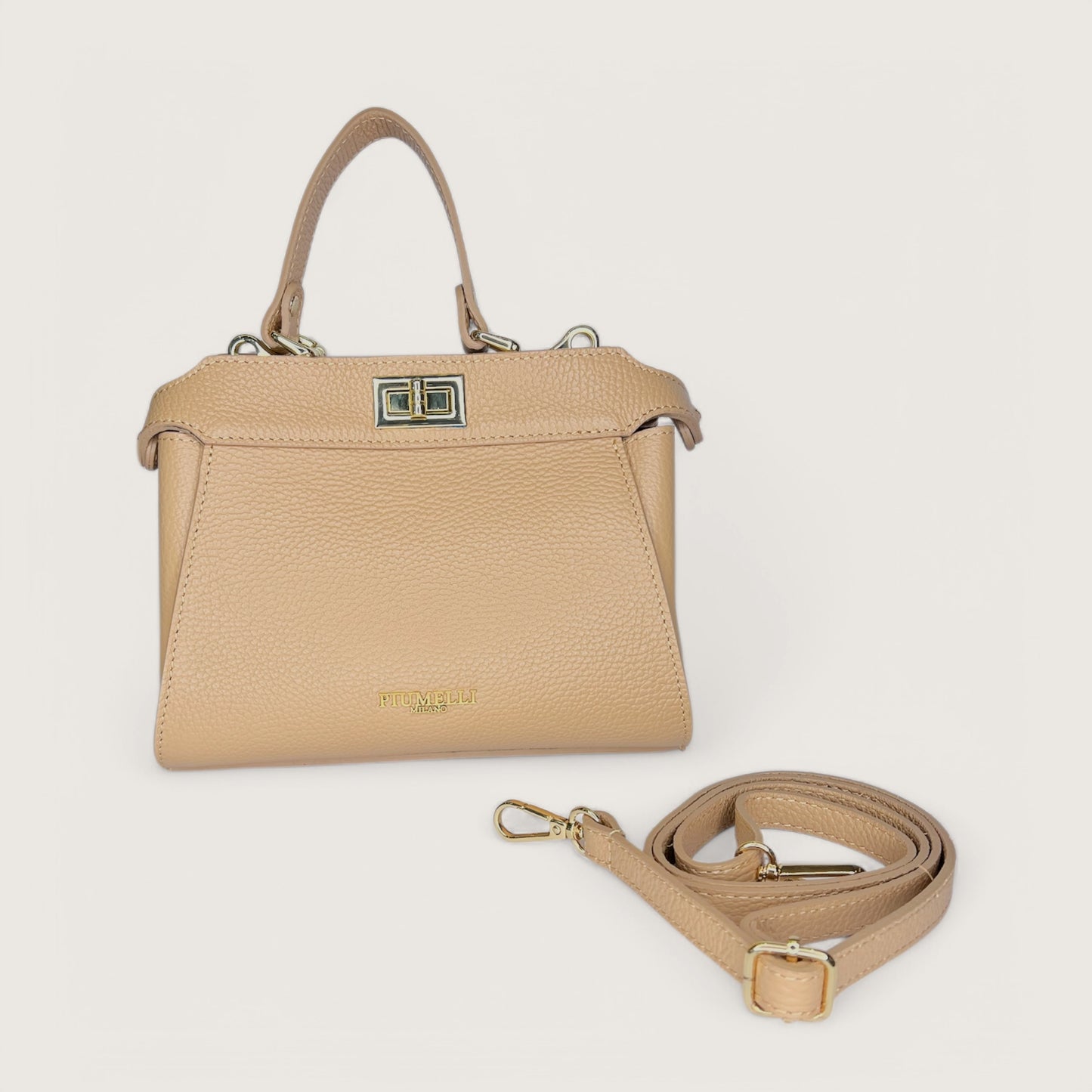Бежева італійська шкіряна жіноча сумка Piumelli Sharon S D81 Warm Beige
