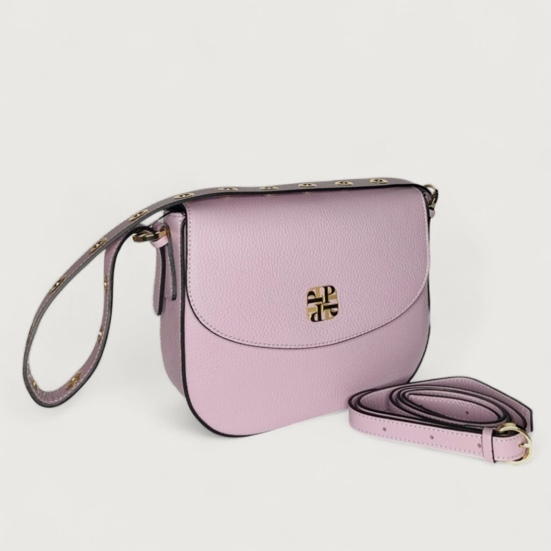 Лілова італійська шкіряна жіноча сумка Piumelli Teresa Logo bag D55 Lilac