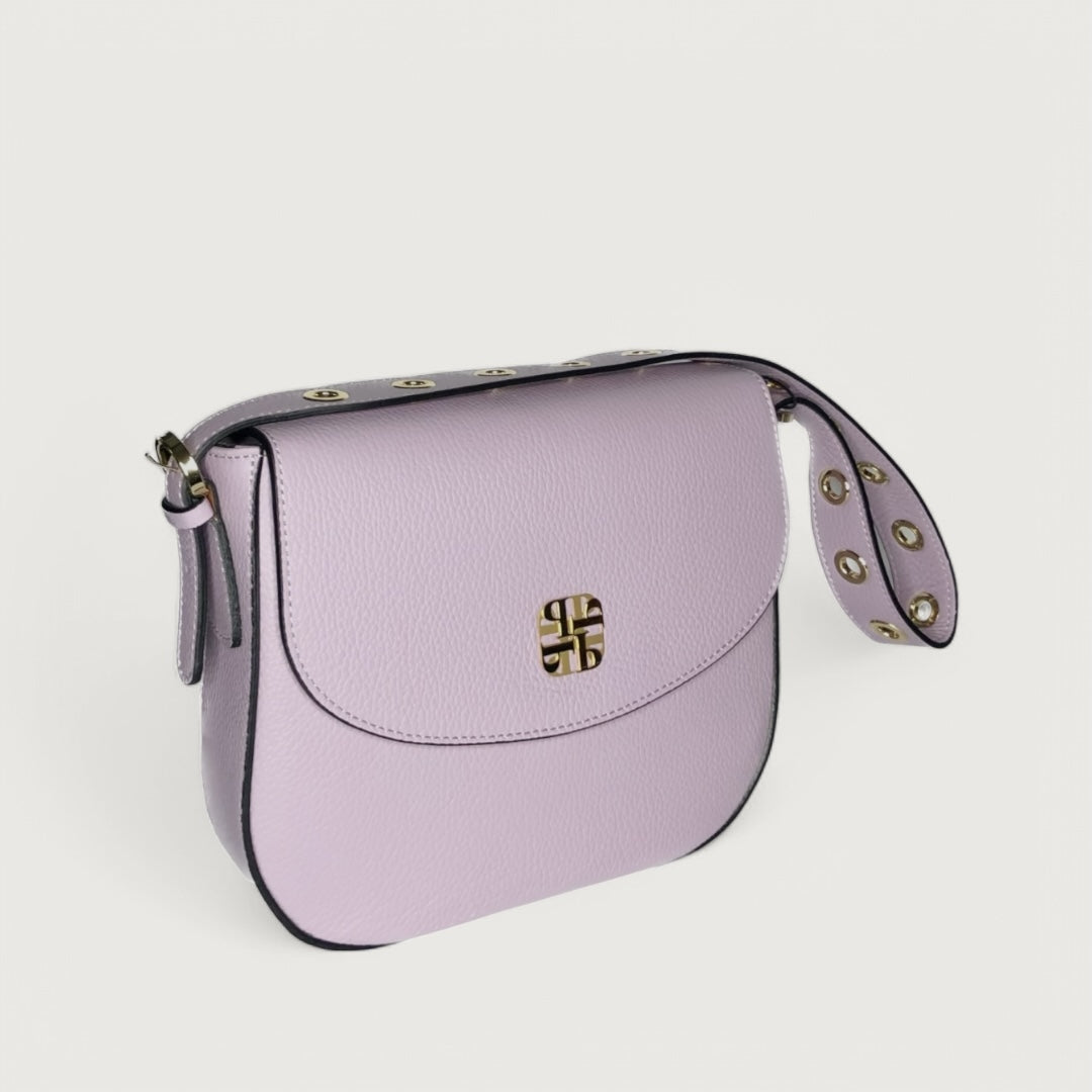Лілова італійська шкіряна жіноча сумка Piumelli Teresa Logo bag D55 Lilac