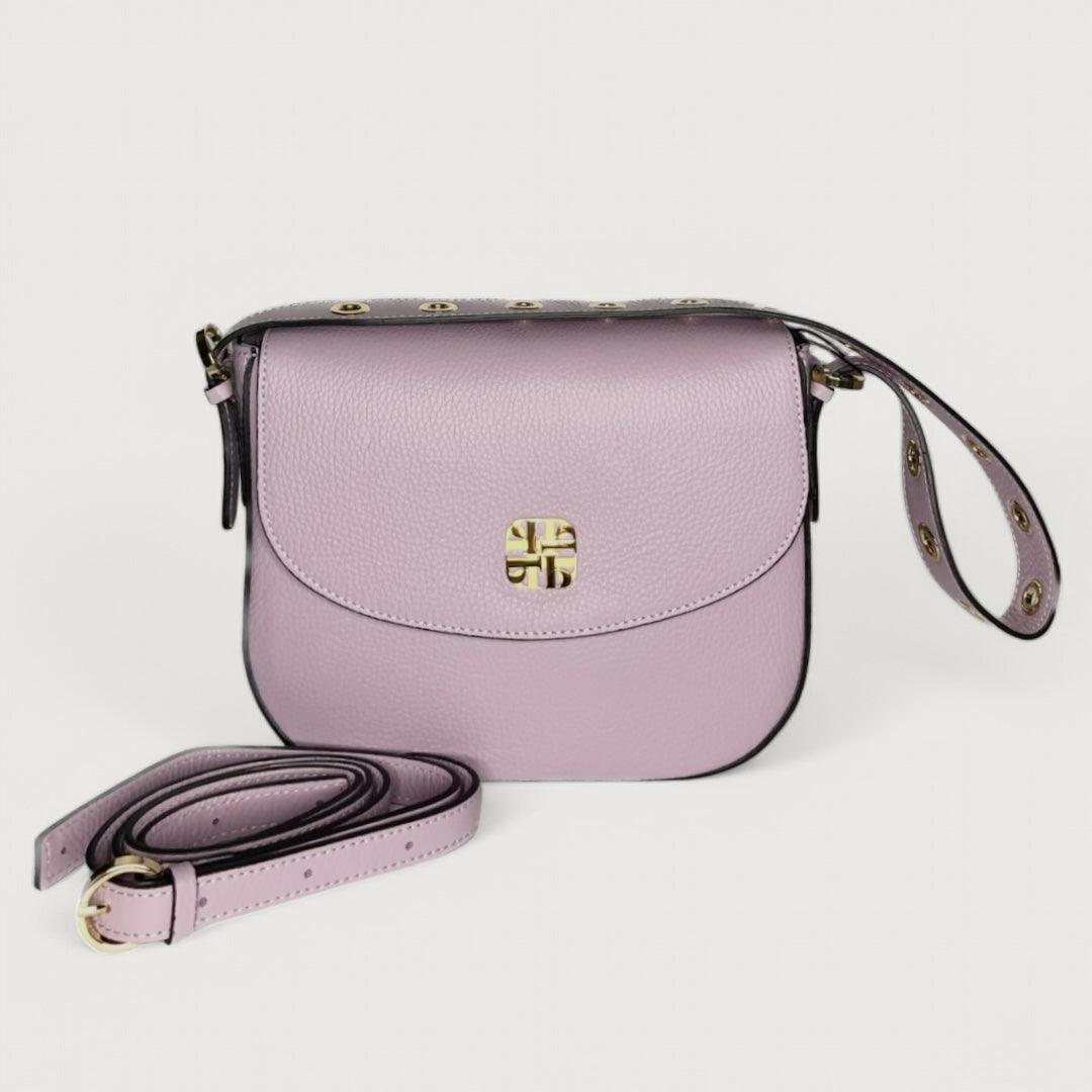 Лілова італійська шкіряна жіноча сумка Piumelli Teresa Logo bag D55 Lilac