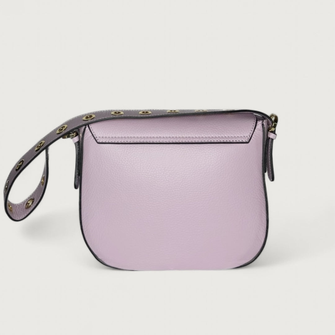 Лілова італійська шкіряна жіноча сумка Piumelli Teresa Logo bag D55 Lilac