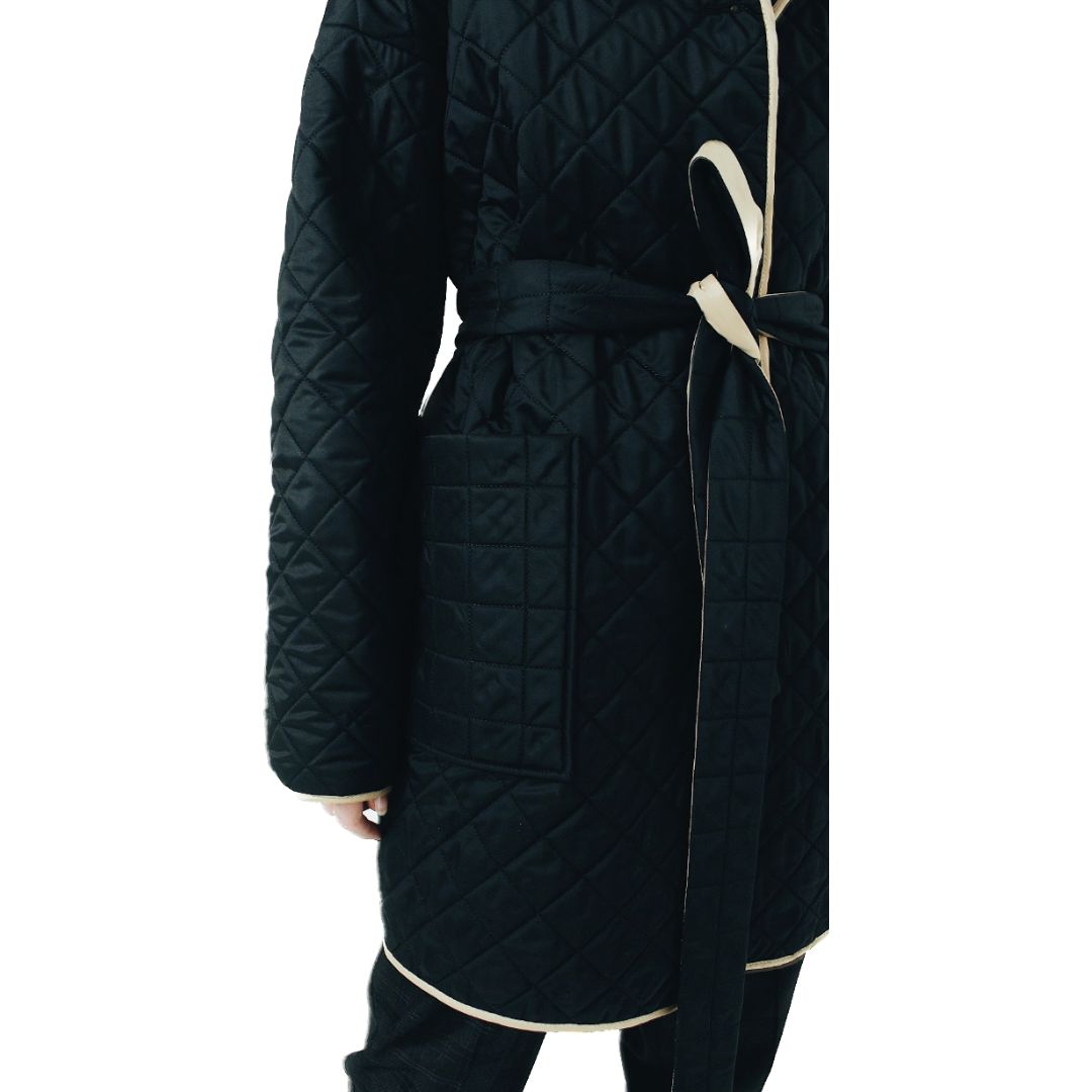 Пальто Strelnykova Стьобане чорне укорочене Л22F175751