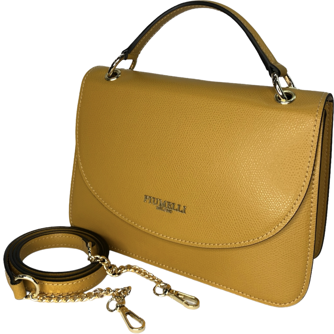 Гірчична італійська шкіряна жіноча сумка Piumelli Arya bag P618 Mustard